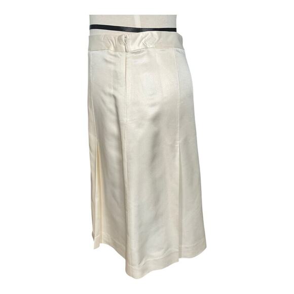 Vintage Banana Republic Silk Pleated Midi Skirt Side Zip Size 6 Ivory Elegant - Picture 4 of 10